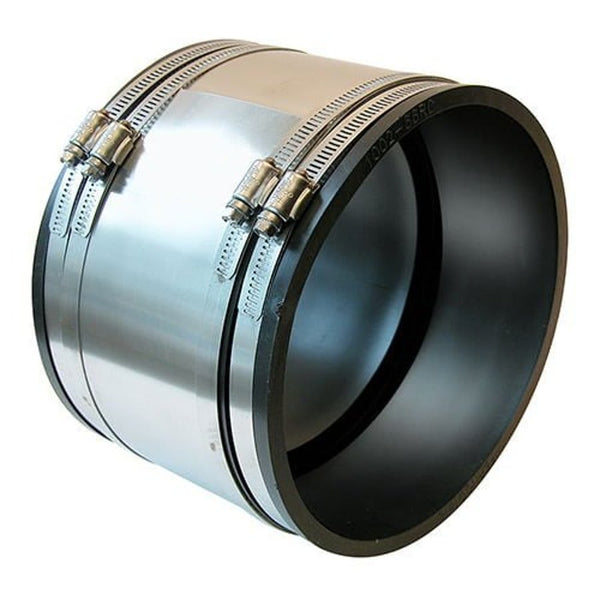 Shielded Transition Coupling, 4 in, PVC/Stainless Steel