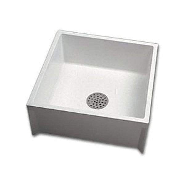 Mop Sink, 1 Basin, Floor Mount, Plastic, White