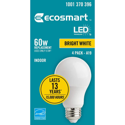 EcoSmart 60-Watt Equivalent A19 Dimmable Energy Star LED Light Bulb in Bright White (8-Pack)