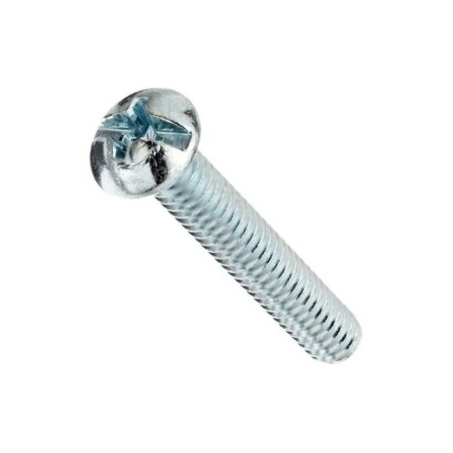 Machine Screw, 1/4-20, 3 in OAL, Steel, Round Head, Zinc Plated, Phillips®/Slotted Drive