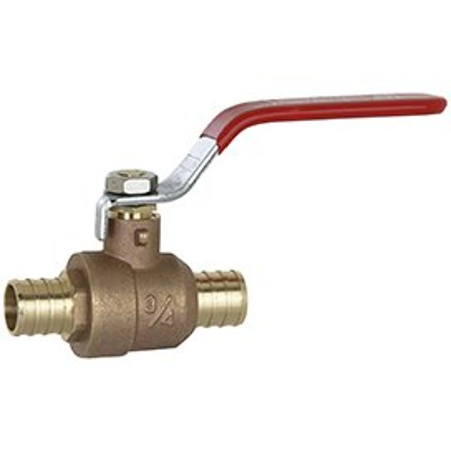 1-Piece Ball Valve, 3/4 in, Crimp PEX, Standard Port, Plated Brass Ball, Brass