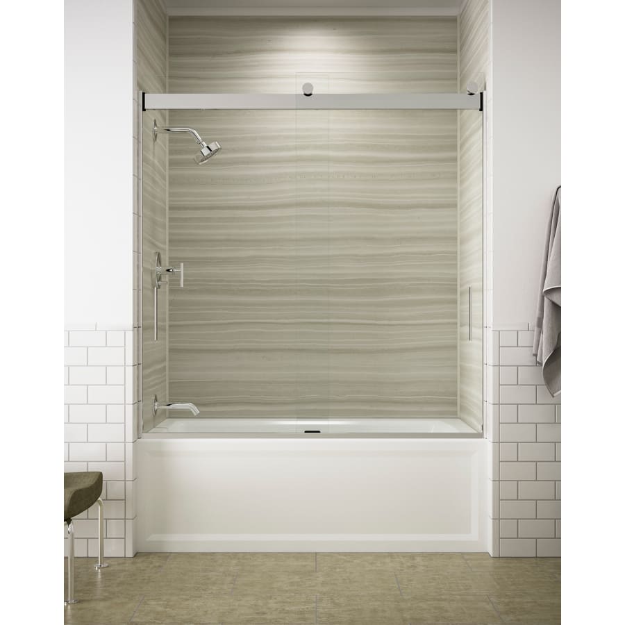 Levity 62" High x 59-5/8" Wide Bypass Frameless Tub Door with Clear Glass