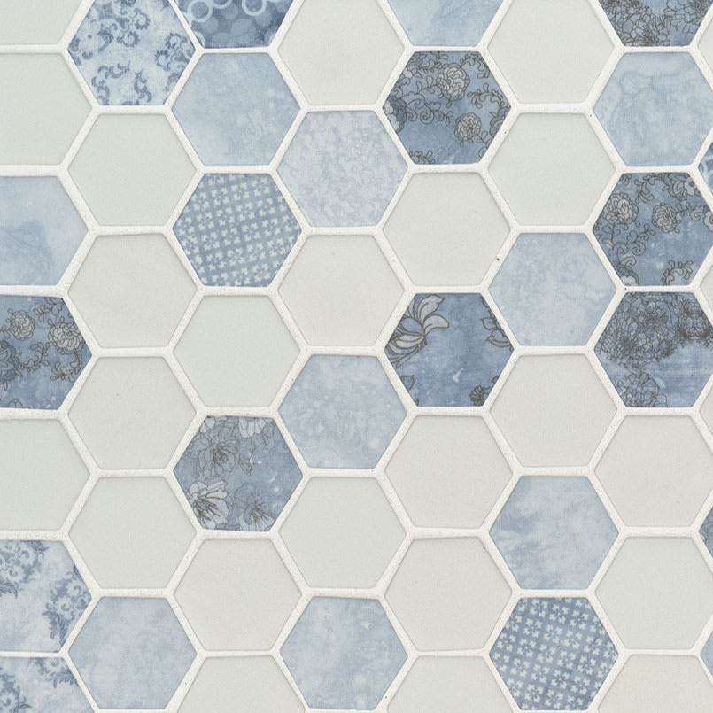 Vista Azul Hexagon Mosaic Tile