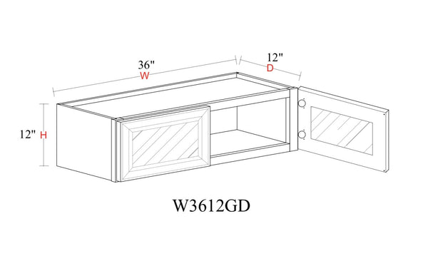Wall Cabinet - 36"W x 12"H x 12"D Glass Door Only