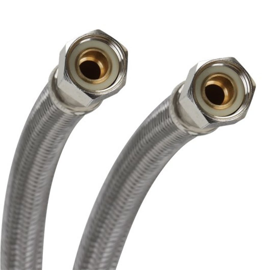 Flexible Water Supply, 3/8 in, Comp, 12 in L, Stainless Steel