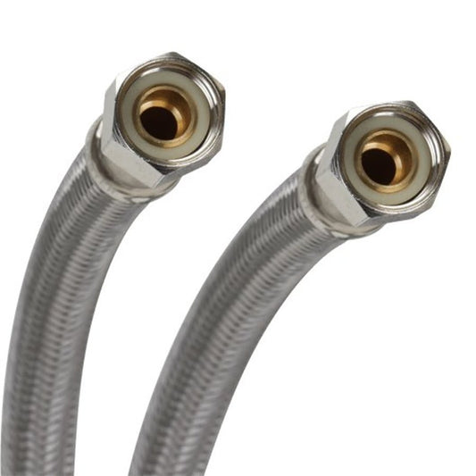 Flexible Water Supply, 3/8 in, Comp, 12 in L, Stainless Steel