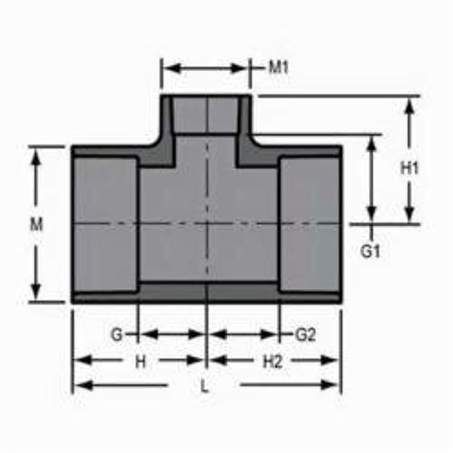 Tee, 2 x 1 in, Socket, SCH 80/XH, PVC