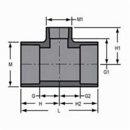 Tee, 2 x 1 in, Socket, SCH 80/XH, PVC
