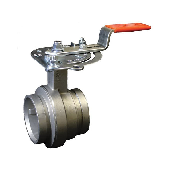 Butterfly Valve, Lever Handle, 6 in, Groove, 304/304L Stainless Steel