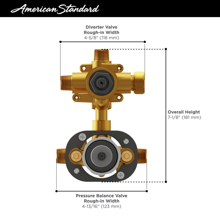 Flash 2-Way Integrated Shower Diverter Rough-In Valve with Pressure Balance Valve Cartridge