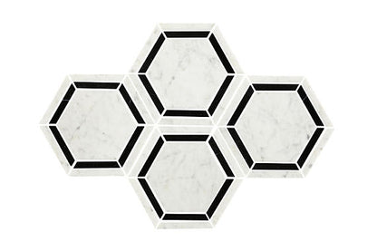 Marble Black/White Hexagon 6X6 Polished