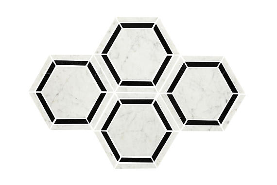 Marble Black/White Hexagon 6X6 Polished