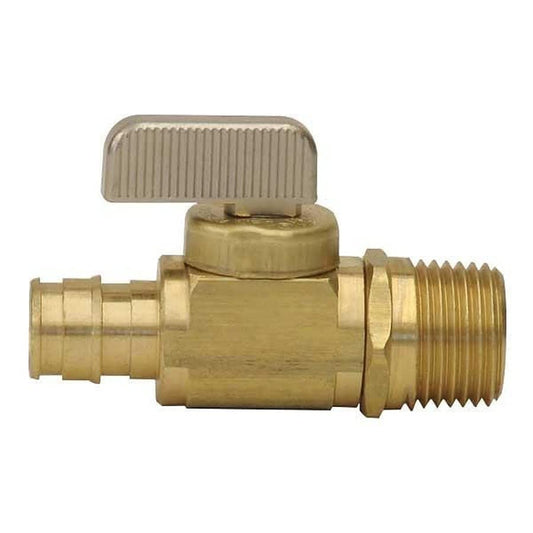 1-Piece Ball Valve, 1/2 in, Expansion PEX x MNPT, Standard Port, Brass Ball, Brass