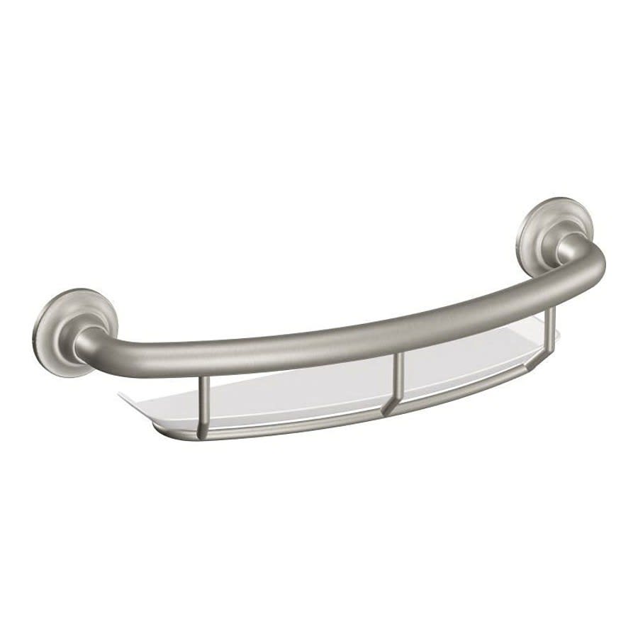 Home Care® Grab Bar with Shelf, 16 in L, Brushed Nickel