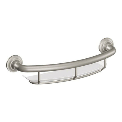 Home Care® Grab Bar with Shelf, 16 in L, Brushed Nickel