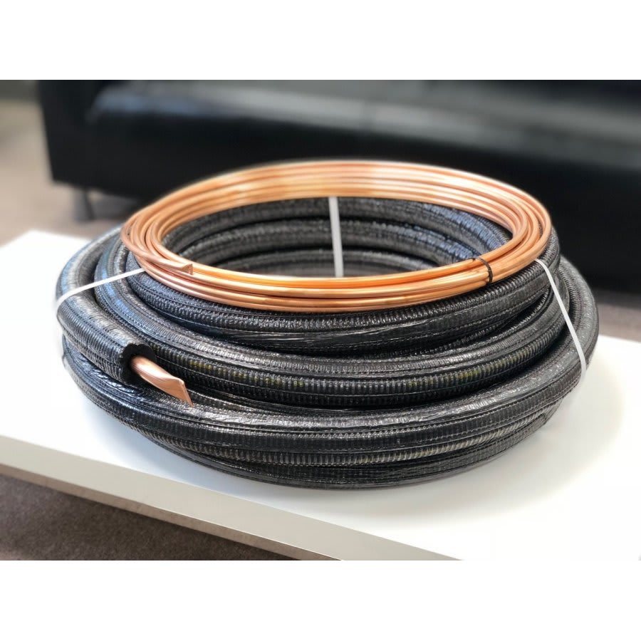 Dual Line Single Insulated Line Set, 3/8 in Liquid Line, 3/4 in Suction Line, 1/2 in THK, 50 ft L, White