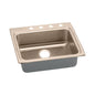 CuVerro Single Bowl Kitchen Sink, Top Mount, ADA, 25 x 22 in, 4-5/8 in Bowl Depth, 4-Hole, 18 ga Lustrous Satin Steel, Stainless