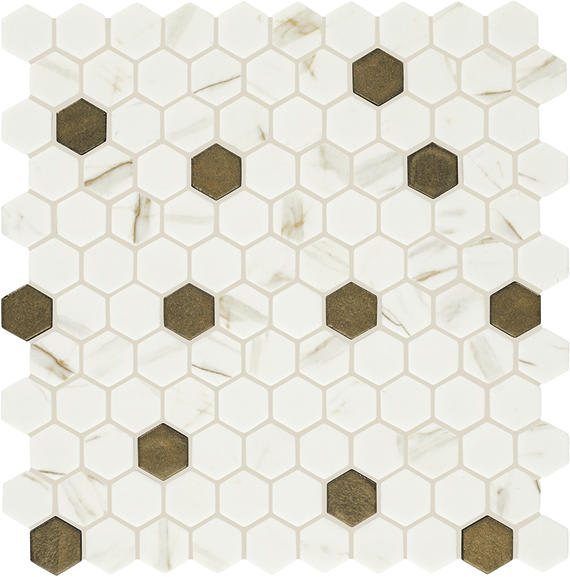 Uptown Glass Posh Chiffon Hexagon 1X1 Mixed