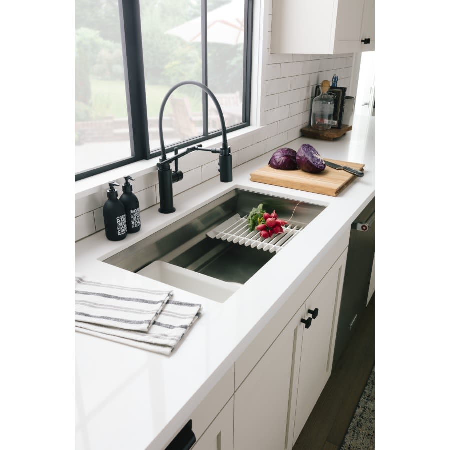 Prolific 33" Workstation Single Basin Undermount Kitchen Sink with Silent Shield Technology and Accessories Included