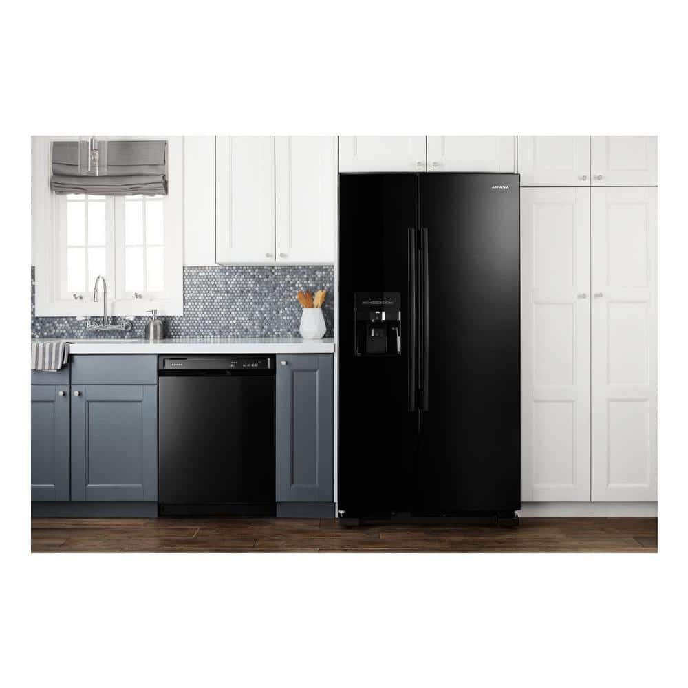 33" Width 21.4 cu. ft. Side by Side Refrigerator in Black