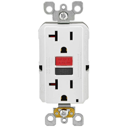 Leviton 20 Amp Self-Test SmartlockPro Slim Duplex GFCI Outlet, White