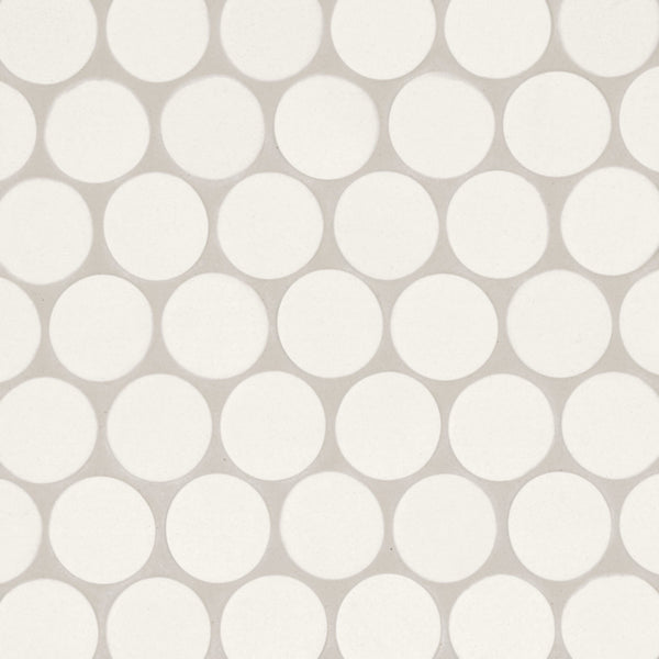 Makoto 2" Round Matte Porcelain Mosaic Tile in Shoji White