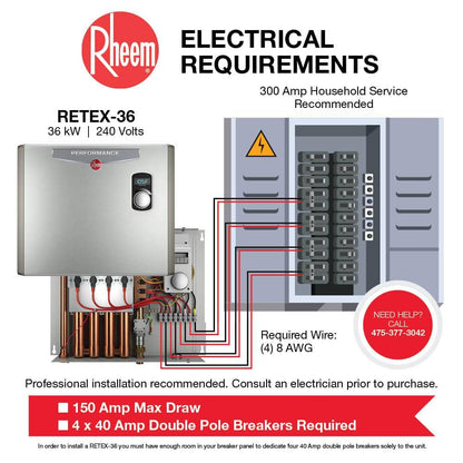 Performance 36 kw Self-Modulating 7.03 GPM Tankless Electric Water Heater