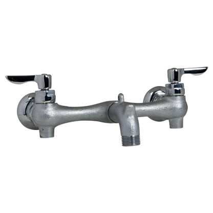 Double Handle Wall-Mount Service Faucet with Brass Spout and Ceramic Disc