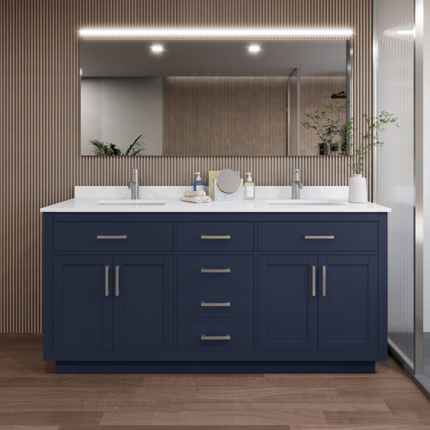 Beckett Double Bathroom Vanity with Toe Kick - 72W x 35H x 22D