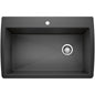 SILGRANIT® II Single Bowl Kitchen Sink, Top/Under Mount, 32-1/2 x 32-1/2 in, 9-1/2 in Bowl Depth, 1-Hole, Granite, Anthracite