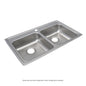 Lustertone™ Classic Double Bowl Kitchen Sink, Top Mount, ADA, 33 x 19-1/2 in, 6-3/8 in Bowl Depth, 3-Hole, 18 ga Lustrous Satin Steel, Stainless