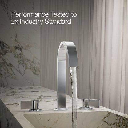 Components 1.2 GPM Widespread Bathroom Faucet with Drain Assembly and Ribbon Design Spout - Less Handles