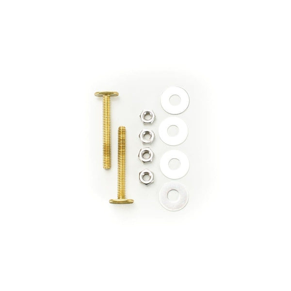 Closet Bolt Set, 1/4 x 2-1/4 in L Thread, Brass