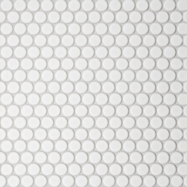 Le Cafe White 3/4" Penny Round Mosaic Matte