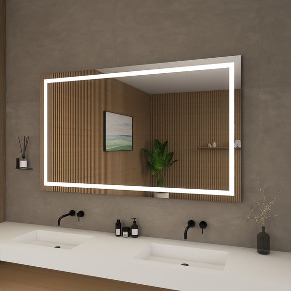 Carlton Frameless LED Surface Lighted Bathroom Vanity Mirror with Dimmer and Defogger - 60W x 36H x 1.38D