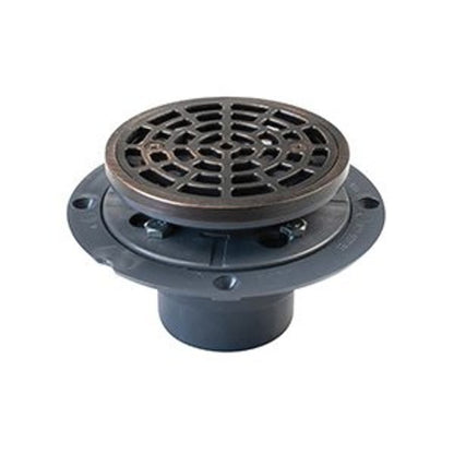 Shower Pan Drain, 2 in, Hub, 4-7/16 in, Grid, PVC Drain, Oil Rubbed Bronze