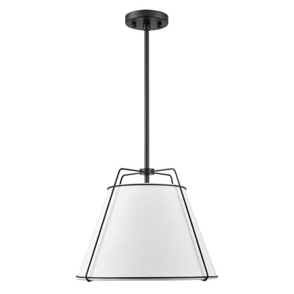 Lise 15 in. 1-Light Black Chandelier with Fabric Shade