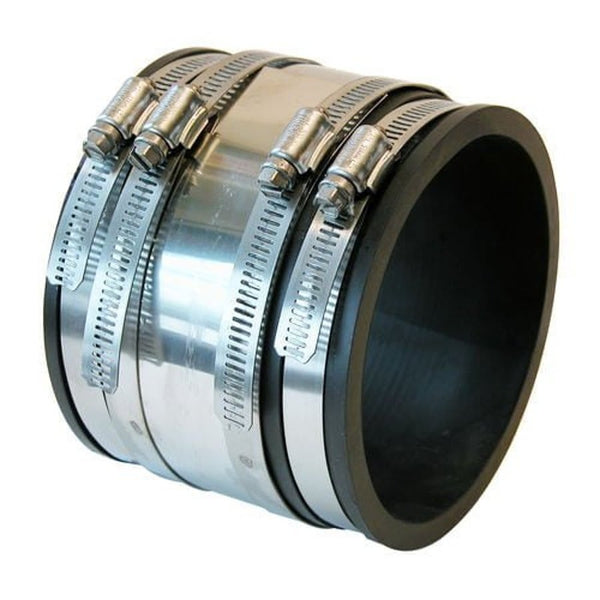 Shielded Transition Coupling, 4 in, PVC/Stainless Steel