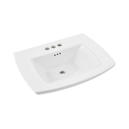 Edgemere 25" Fireclay Pedestal Bathroom Sink with 3 Faucet Holes at 4" Centers and Overflow - Less Pedestal