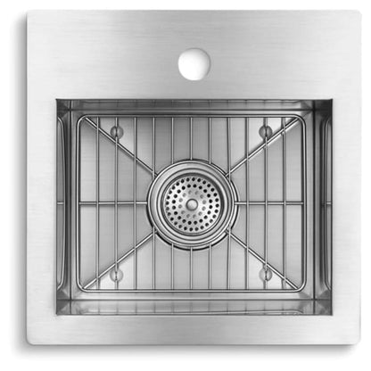 Vault 15" Drop In or Undermount Single Basin Stainless Steel Bar Sink with Single Faucet Hole