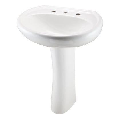 Maxwell® Top/Pedestal Mount Lavatory Sink, ADA, 25-1/4 x 20-1/2 x 8-3/4 in, Vitreous China, White