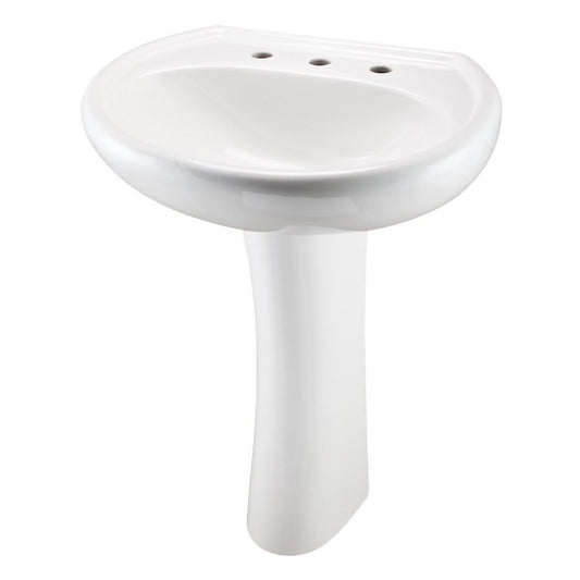 Maxwell® Top/Pedestal Mount Lavatory Sink, ADA, 25-1/4 x 20-1/2 x 8-3/4 in, Vitreous China, White