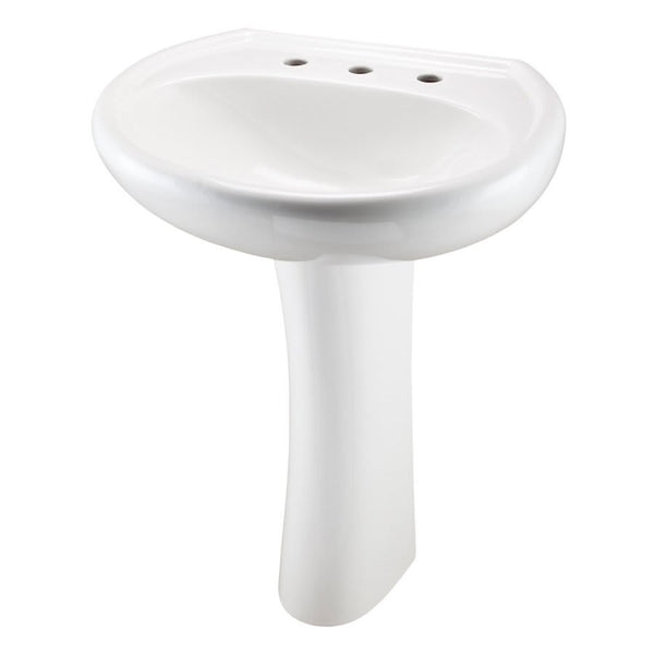 Maxwell® Top/Pedestal Mount Lavatory Sink, ADA, 25-1/4 x 20-1/2 x 8-3/4 in, Vitreous China, White