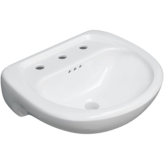 Lisbon Valley 20-1/4" Oval Vitreous China Pedestal Bathroom Sink with Overflow and 3 Faucet Holes at 8" Centers