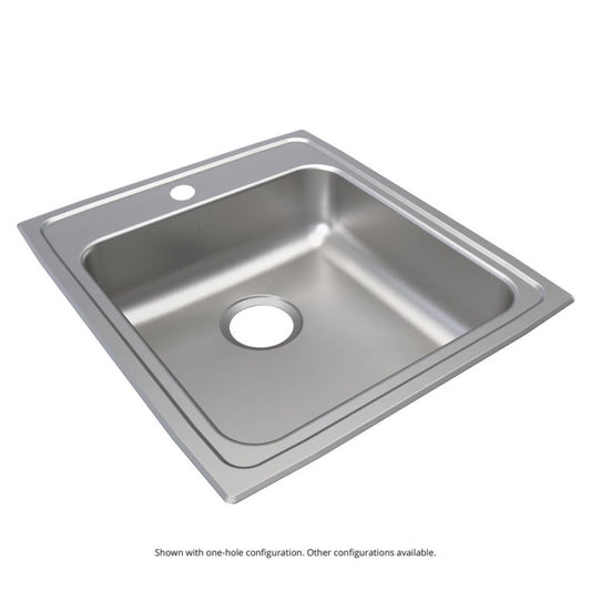 Lustertone™ Classic Single Bowl Kitchen Sink, Top Mount, ADA, 19-1/2 x 22 in, 5-3/8 in Bowl Depth, 3-Hole, 18 ga Lustrous Satin Steel, Stainless