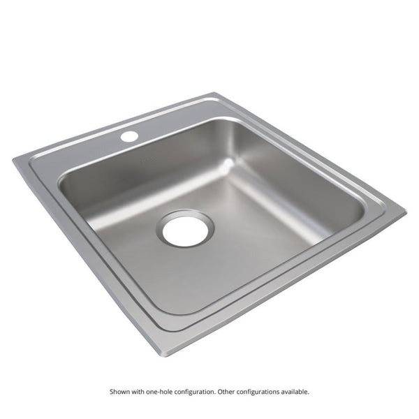 Lustertone™ Classic Single Bowl Kitchen Sink, Top Mount, ADA, 19-1/2 x 22 in, 5-3/8 in Bowl Depth, 3-Hole, 18 ga Lustrous Satin Steel, Stainless