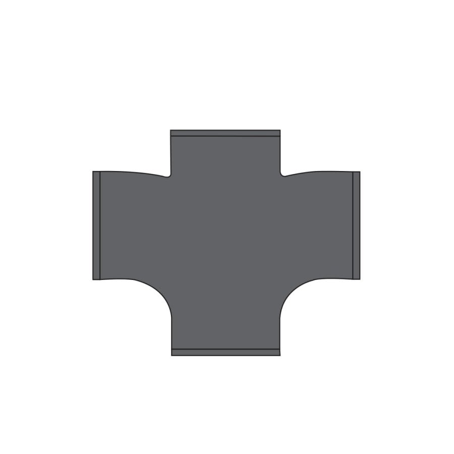 Cross, 4 x 2 in, No Hub, Cast Iron