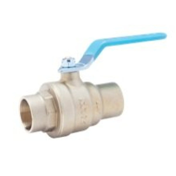 2-Piece Ball Valve, 1-1/2 in, C, Full Port, Plated Brass Ball, Brass