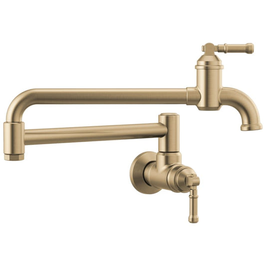 Broderick 4 GPM Wall Mounted Double Handle Pot Filler Faucet with Brass Handles