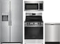 Frigidaire 4 Piece Kitchen Appliances Package with Side-by-Side Refrigerator, Electric Range, Dishwasher and Over the Range Microwave in Stainless Steel